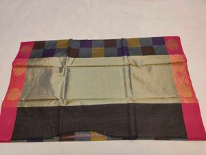 Multicolor Checked Banarasi Organza Saree