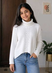 Cream Cable Knit Turtleneck