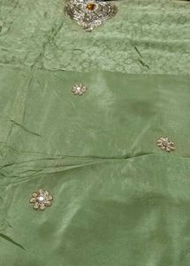 Elegant Green Saree with Embellishment