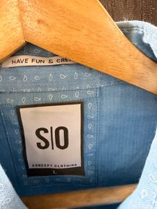 Men's Light Blue Printed Shirt