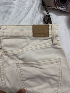 Cream Wide-Leg Jeans