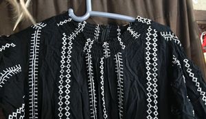 Black Embroidered Midi Dress