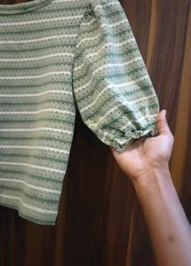 Striped Puff Sleeve Top