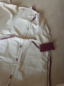 Cream Kurta with Maroon Accents, only kurti