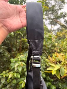 Black Leather Crossbody Bag with adjustable strap