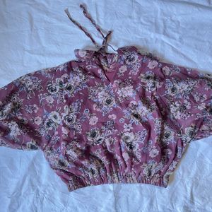 Charming Floral Cropped Blouse
