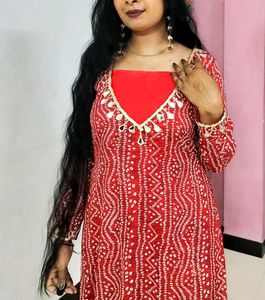 3 Peace Bandhani Print Kurta Set