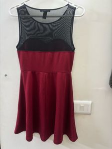 Forever 21  Red Mesh Top Skater Dress