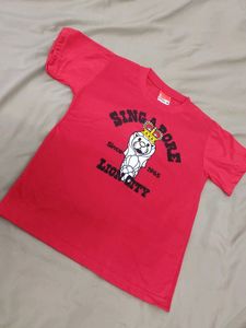 Red Top With Lion City Print For Girls❤