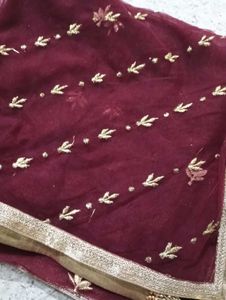 Bridal Embroidered Net Dupatta