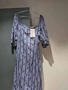 Stylish Printed Puff Sleeve Midi Dress