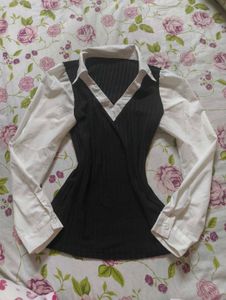 savana newme black academia collar shirt top