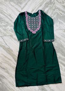 Emerald Green Embroidered Kurta