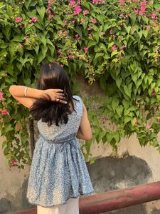 Blue Floral Print Kurta