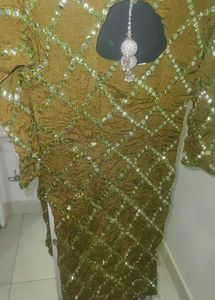 Olive Green Embellished Kurta Set with Dupatta