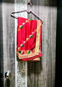 Vibrant red Fulkari Embroidered dupatta