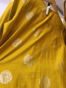 Elegant Yellow Kurta with Gold Print