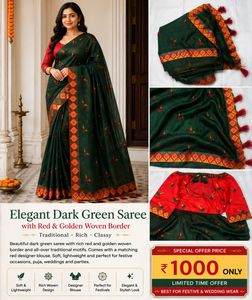 Elegant Dark Green Saree