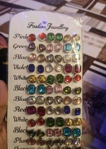 Sparkling Gemstone Stud Earrings Set