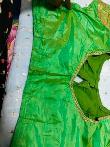Green Blouse Stiched With Stone Work