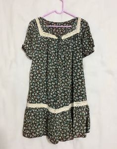 Vintage Floral Lace Trim Dress