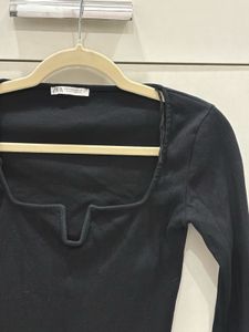 Zara squared ribbed top