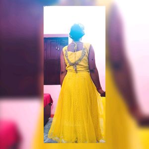 WOMEN'S BEAUTIFUL MAXI DRESH,PARTY,HALDI(MUSTARD)