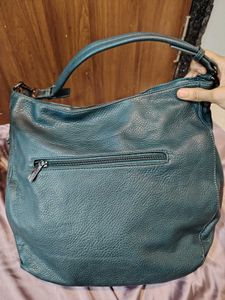 Teal Textured Leather Hobo Bag