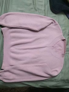 Pink V-Neck Pullover Sweater