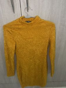 Mustard Fuzzy Bodycon Dress