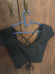Black Crop Top with Strappy Back