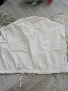 White Cropped Shirt with Tie Detail