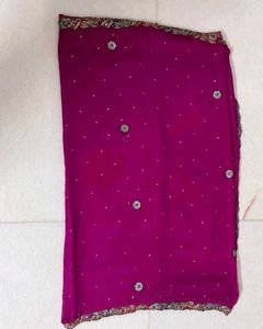 Beautiful Magenta Saree with Embellishments