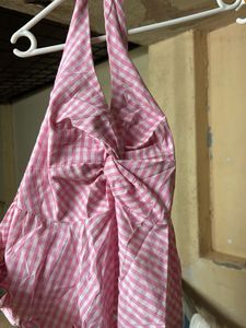 free size Pink Gingham Halter Top