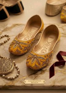 Embellished Yellow Jutti Footwear