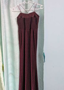 Sparkly Maroon Strappy Midi Dress