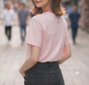 Cute Pink Graphic Lace-Up T-Shirt