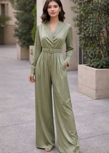 Elegant Green Belted Jumpsuit