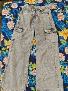 Women's Grey Wash Cargo Jeans