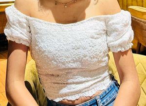 Chic White Lace Off-Shoulder Top