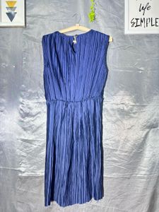 Elegant Navy Pleated Dress