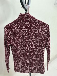 Burgundy Mock Neck Long Sleeve Top