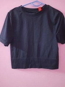 Zudio Stylish Cropped Navy T-Shirt