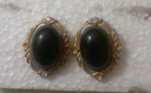 Vintage Black Gemstone Earrings