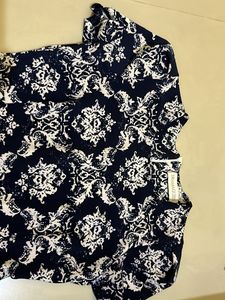 Chic Navy &amp; White Patterned Dress