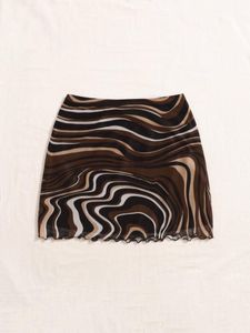 y2k Retro Swirl Print Mini Skirt