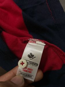 Red &amp; Navy Striped Polo Shirt