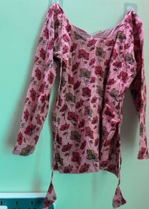 Pink Floral Print short kurti