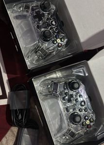 2x Clear Wired Gaming Controllers with RGB light