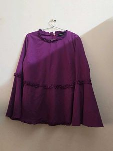 Purple Ruffled Bell Sleeve top